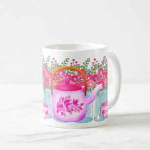 Mug Pink Flower Teapot - Design floral élégant pour ch