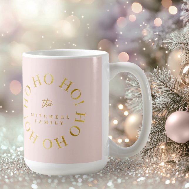 Mug Pink Gold Christmas Ho Ho Ho ID1009 (Créateur téléchargé)
