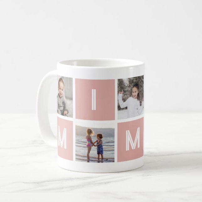 Mug Pink Grandmother 5 Photo Collage Mimi (Devant gauche)