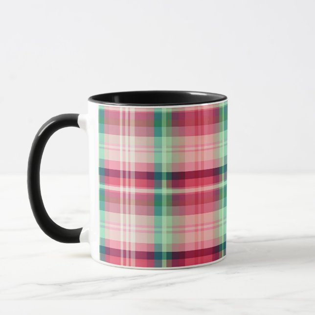 Mug Pink Green Tartan Plaid (Gauche)