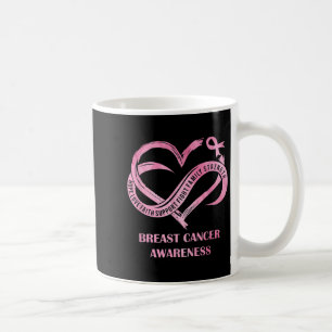 Mug Pink Heart Hope Love Faith Cancer du sein Sensibil