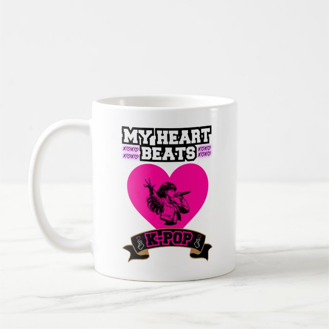 Mug Pink Heart Idol chanter KPop Music Love Design (Gauche)