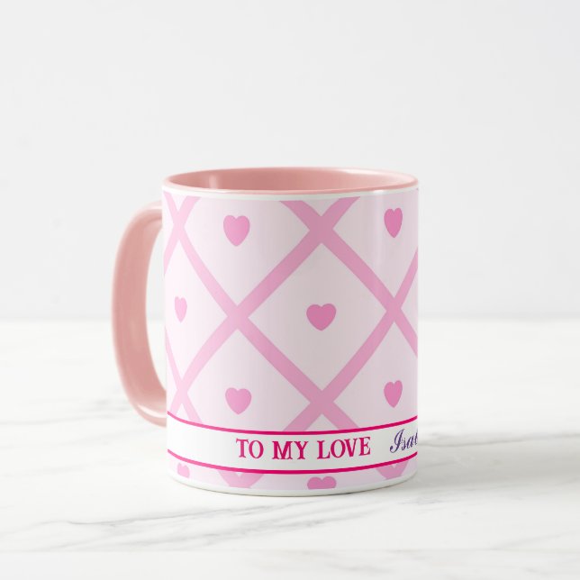 Mug Pink Heart Moderne Plaid Collection (Devant gauche)