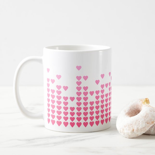 Mug Pink Hearts Equalizer Geek de musique (Avec donut)