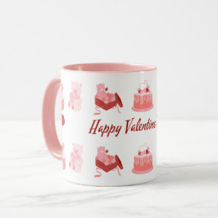 Mug Pink Illustrative Happy Valentine's Day Classic