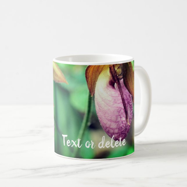 Mug Pink Ladyslipper Flowers Personalized (Devant droit)