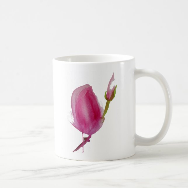Mug Pink magnolia watercolour flower art (Droite)