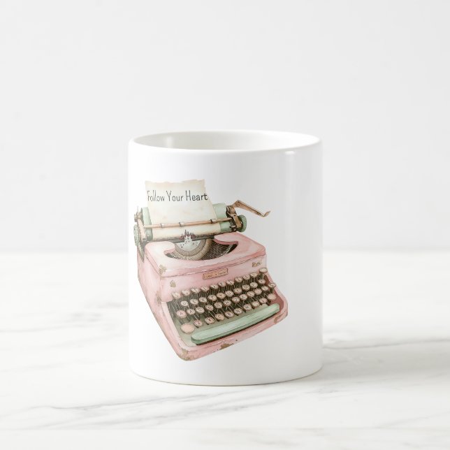 Mug Pink Mint Typewriter Follow Your Heart (Centre)