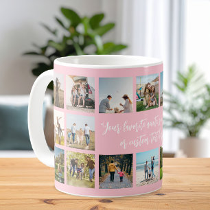 Mug Pink moderne Personnalisé 18 Photo Collage