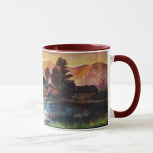 MUG PINK MOUNTAINS LAC ALPINE SUNSET PAYSAGE