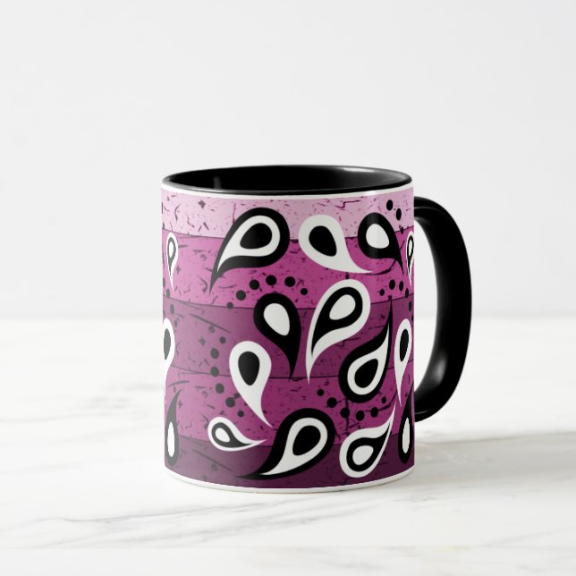 Mug Pink Paisley Motif de textiles décoratifs (Devant droit)