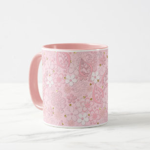Mug Pink paper flowers
