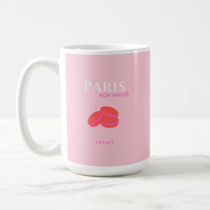 Mug Pink Paris Travel Art Preppy Macarons