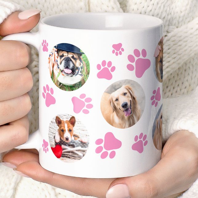 Mug Pink Pawprint 8 Pet Chien photo Collage (Créateur téléchargé)