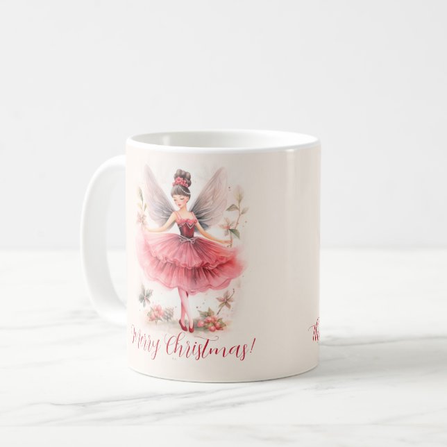 Mug Pink Plum Fairy Script de Noël Musique (Devant gauche)