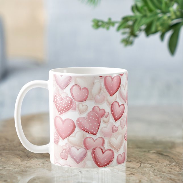 Mug Pink Polka Dot Heart Pattern (Créateur téléchargé)
