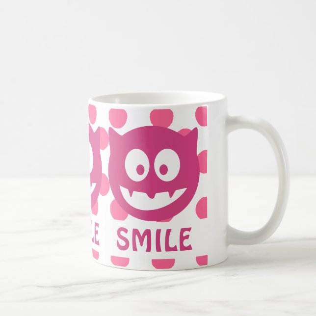 Mug Pink Polka Dot Monster SMILE (Droite)
