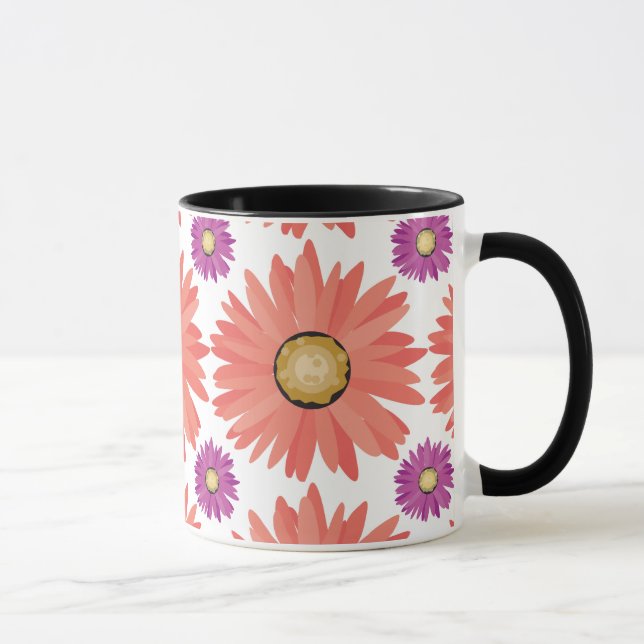 Mug Pink Purple Gerber Daisy Fleurs Floral Motif (Droite)