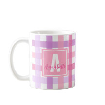 Pink Purple Pastel Moderne En vichy Monogramme