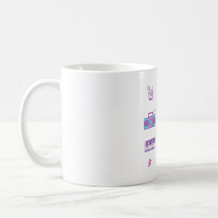 Mug Pink Purple Retro Music Icônes Doodle Motif