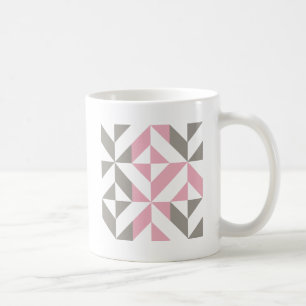 Mug Pink Raspberry and Silver Geometric ZigZag