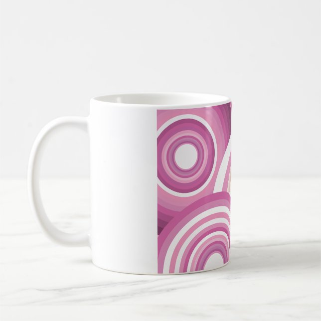 Mug Pink Retro Circles Pattern (Gauche)