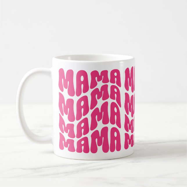 Mug Pink Retro Super Mama Mère Mère Fête Maman (Gauche)