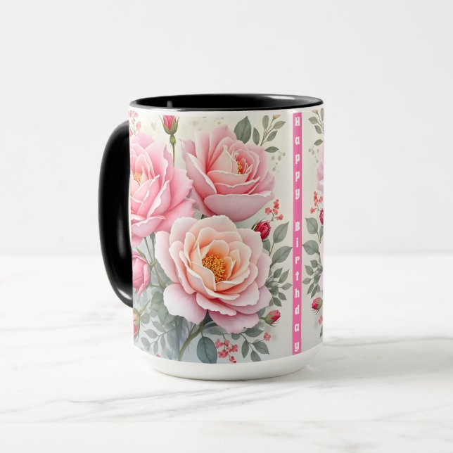 Mug Pink Roses Beautiful Luxury Popular Collection (Devant gauche)