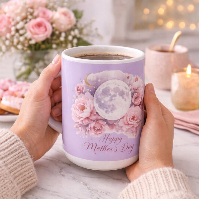 Mug Pink Roses Lavender Moon Mug, Mother's Day Gift  (Créateur téléchargé)