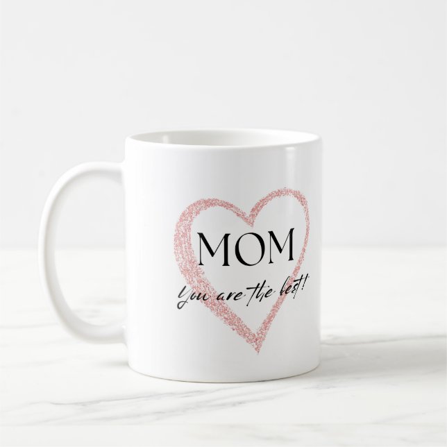 Mug Pink Simple Heart Meilleure fête de maman (Gauche)