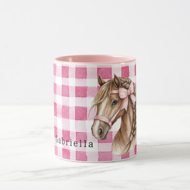 Mug Pink Stripes Horse Bow (Centre)