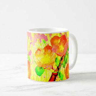 Mug Pink Sweet Briar Flowers Leaves Branch
