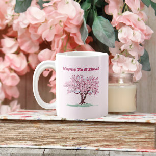 Mug Pink Tree Happy Tu B'shvat