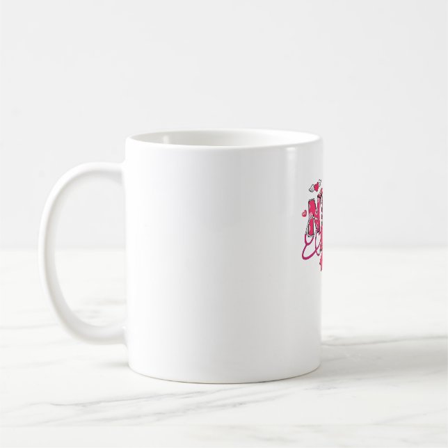 Mug Pink Valentine Nurse, Valentine Coquette Bow Overs (Gauche)