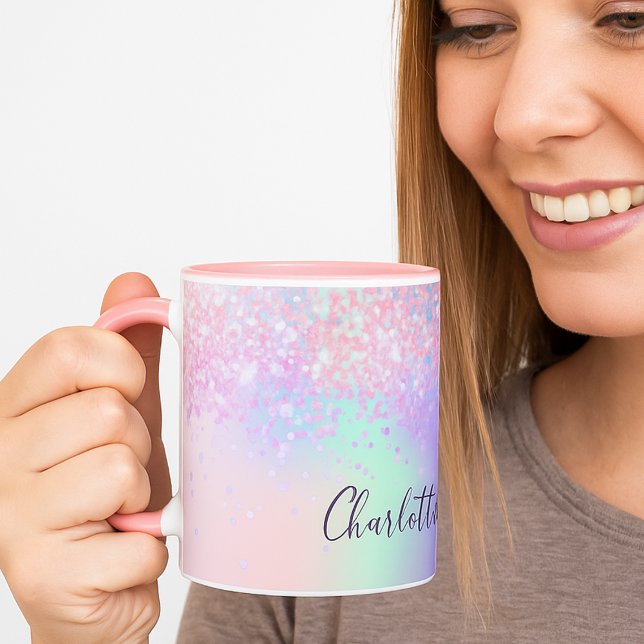 Mug Pink violet parties scintillant poussière holograp (Créateur téléchargé)