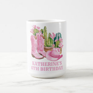 Mug Pink West Cowgirl Cactus Aquarelle Anniversaire