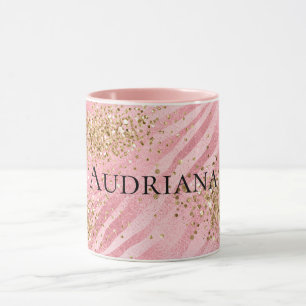 Mug Pink Zebra Gold Glitzy Parties scintillant