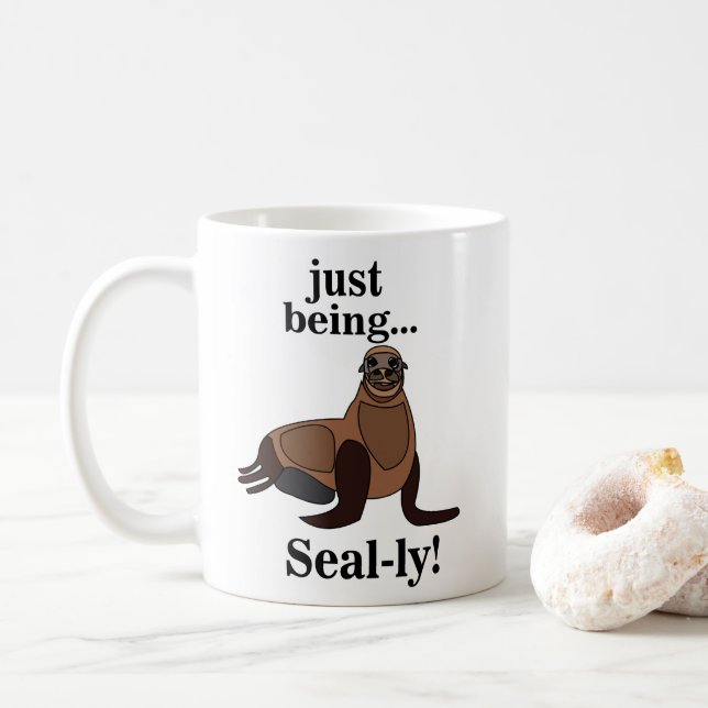 Mug Pinnipèdes Phoque Drôle (Avec donut)