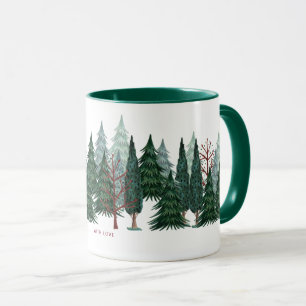 Mug Pins verts forêt nature Noël Vacances