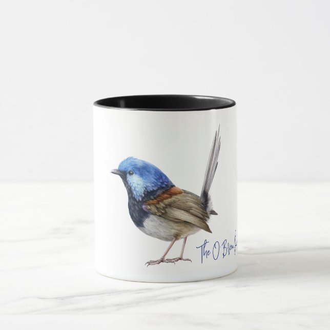 Mug Pinson bleu personnalisable  (Centre)