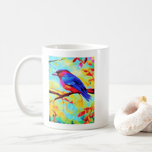 Mug Pinson coloré Art (Avec donut)