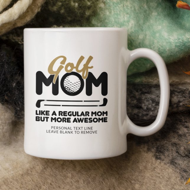 Mug Pint Cool tendance "GOLF MOM" Gold Typographie (Créateur téléchargé)