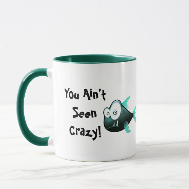 Mug Piranha Fou, Création de Poisson de Dessin Animé D (Gauche)