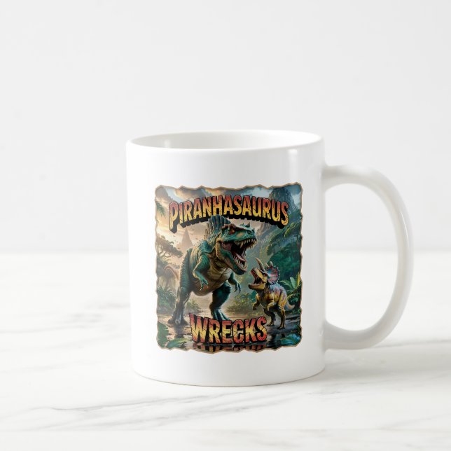 Mug Piranhasaurus Wrecks Illustration – Funny Scary (Droite)