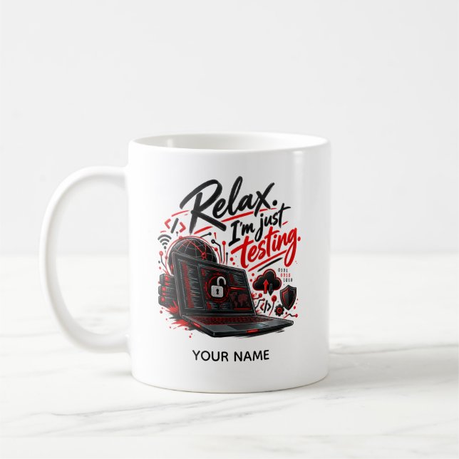 Mug Piratage éthique drôle – Juste pour tester (Gauche)