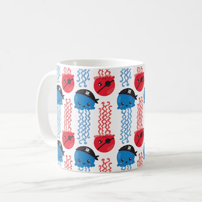 Mug Pirate Jellyfish, Motif de méduses, Sea Animaux (Devant gauche)