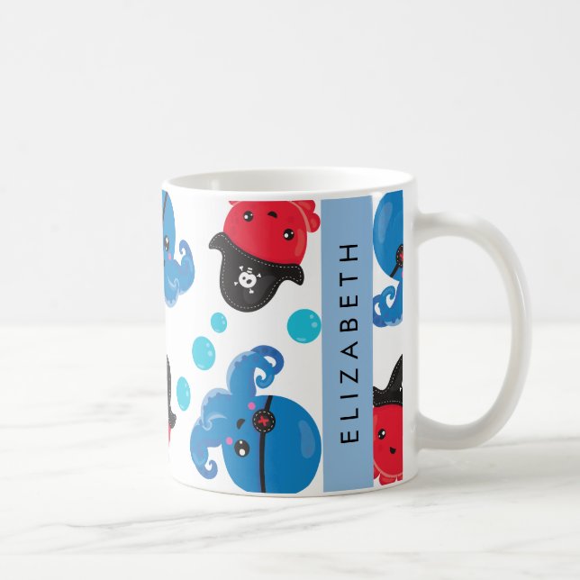 Mug Pirate Octopus, Motif Octopus, Mer, Votre Nom (Droite)