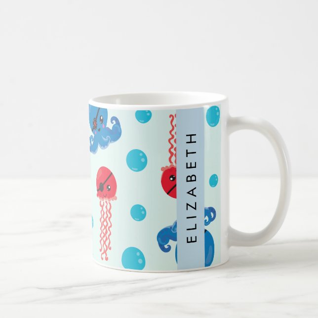 Mug Pirate Octopus, Pirate Jellfish, Mer, Votre Nom (Droite)