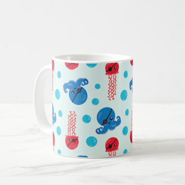Mug Pirate Octopus, Pirate Jellyfish, Sea Animaux (Devant gauche)
