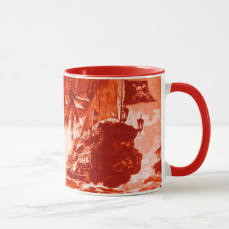 MUG PIRATE SHIP BATTLE IN RED